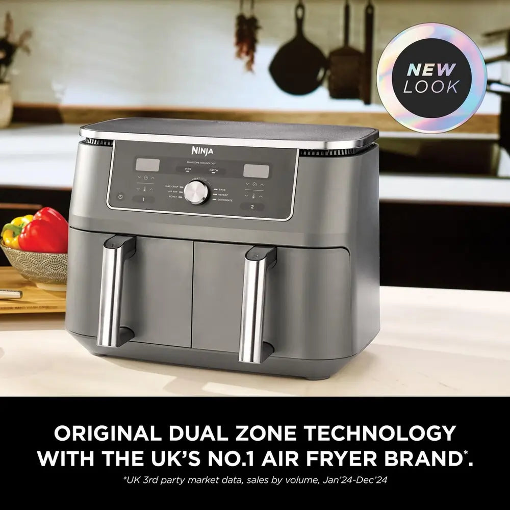 Ninja DZ400UK 9.5 litre MAX 6-in-1 Dual Zone Air Fryer, Gun Metal Grey