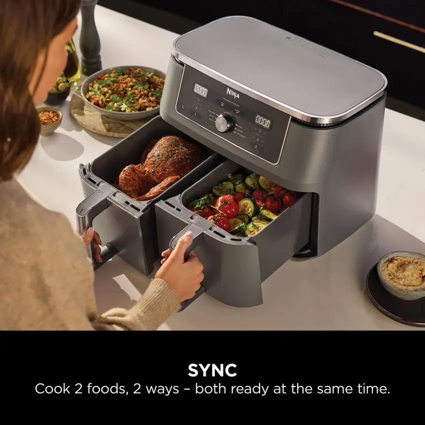 Ninja DZ400UK 9.5 litre MAX 6-in-1 Dual Zone Air Fryer, Gun Metal Grey