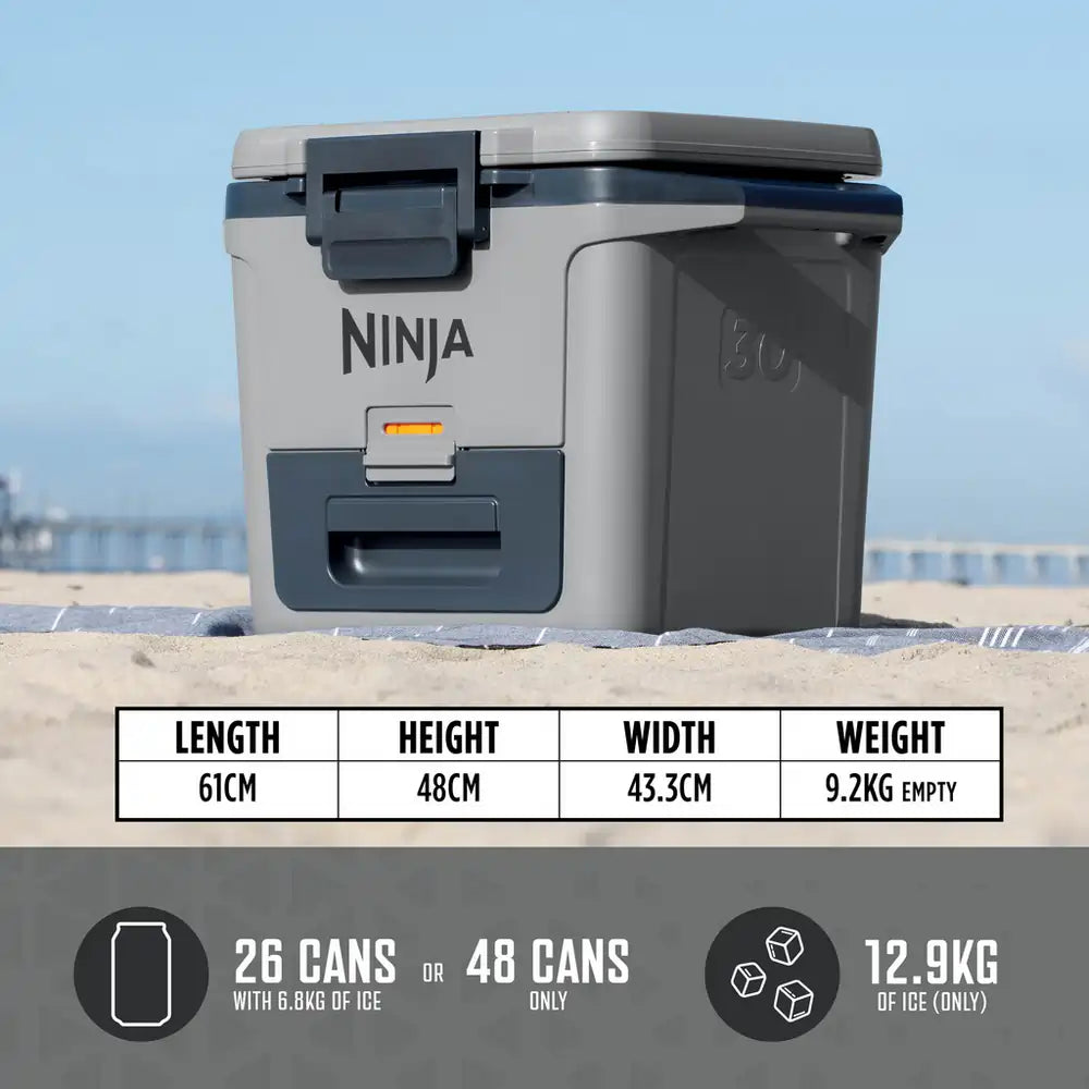 Ninja FB131UKGY FrostVault 28 Litre Hard Cooler with Dry Zone, Slate Grey