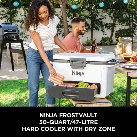 Ninja FB151UKWH FrostVault 47 Litre Hard Cooler with Dry Zone, Cloud White