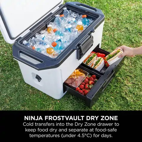 Ninja FB151UKWH FrostVault 47 Litre Hard Cooler with Dry Zone, Cloud White