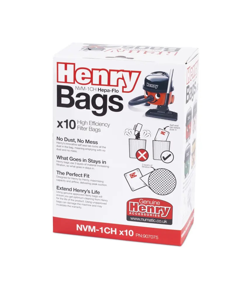 Numatic 907075 Henry HepaFlo Filter Vacuum Cleaner Dust Bags, Pack of 10