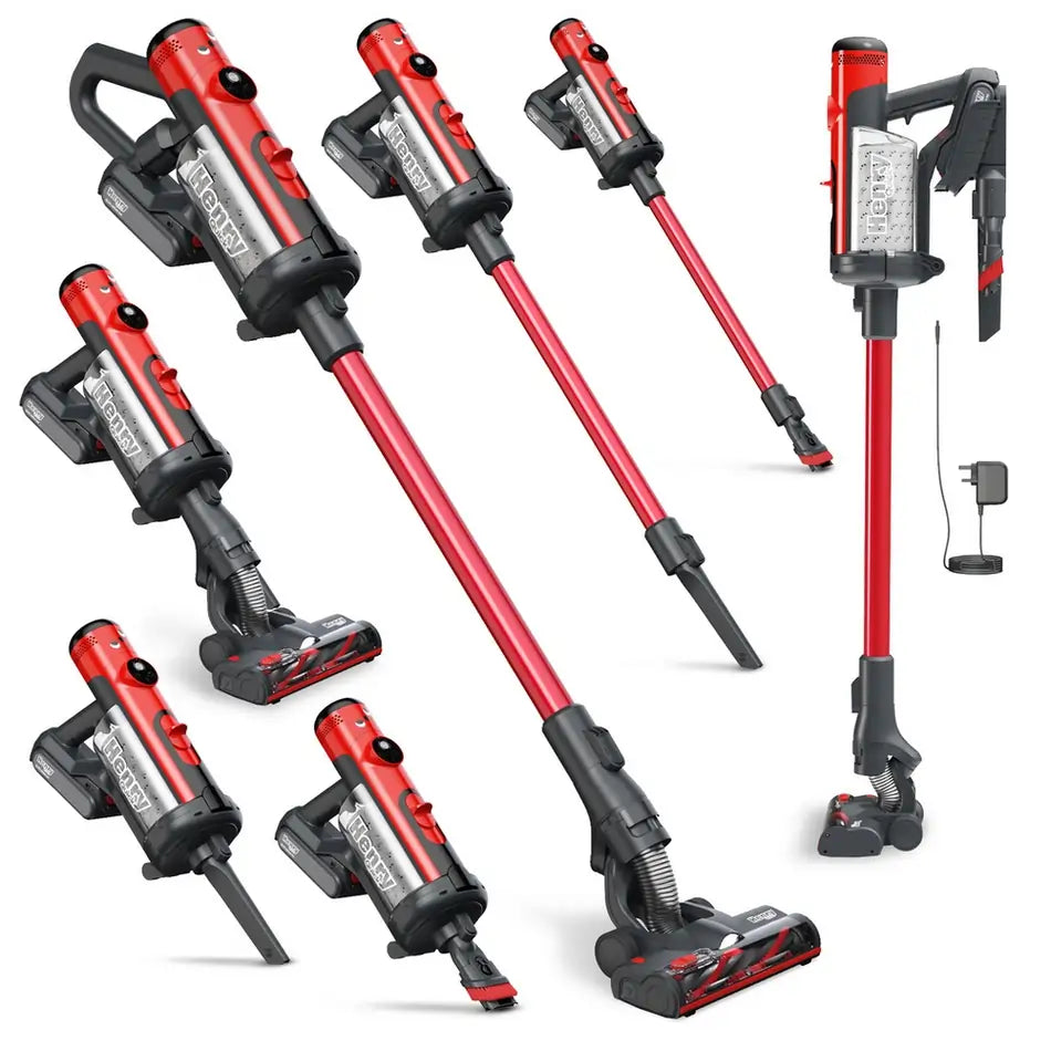 Numatic 916177 Henry Quick Cordless Vacuum Cleaner With Up To 60 Minutes Run Time, Red