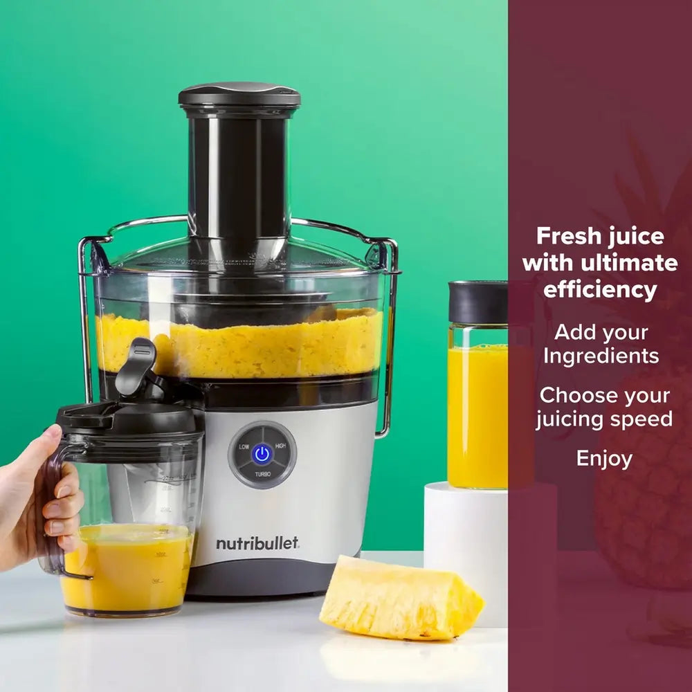 Nutribullet NBJ-200 Juicer Pro 1000W 2 Litre 3-Speed Juicer, Silver