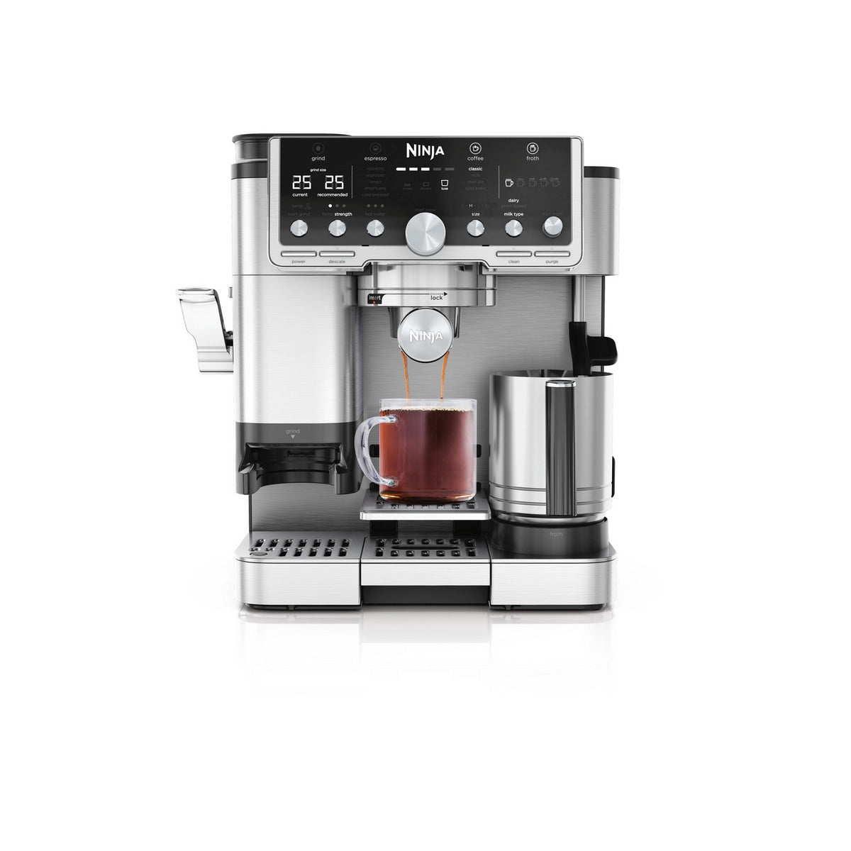 Ninja ES701UK Luxe Cafe Pro Series Espresso Machine, 33.7cm Wide - Black/Stainless Steel
