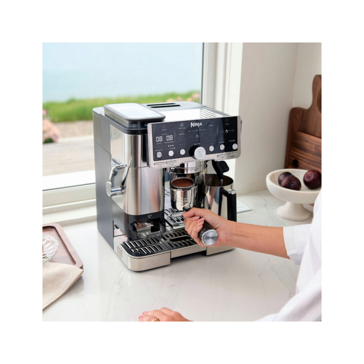 Ninja ES701UK Luxe Cafe Pro Series Espresso Machine, 33.7cm Wide - Black/Stainless Steel
