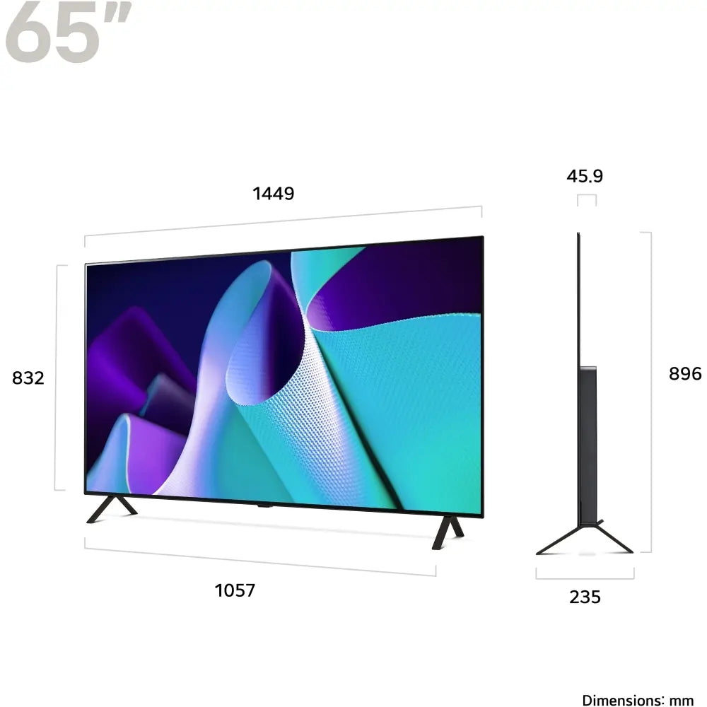 LG OLED65B42LA 65" OLED B4 4K Smart TV, 4K Ultra HD, Black, F Rated