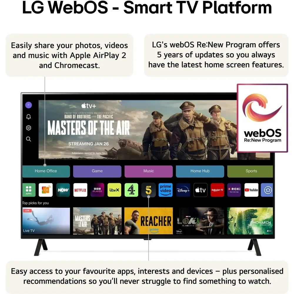 LG OLED65B42LA 65" OLED B4 4K Smart TV, 4K Ultra HD, Black, F Rated