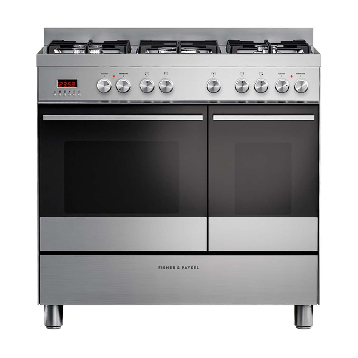 Fisher & Paykel OR90L7DBGFX1 Series 7 Contemporary Freestanding 5 Burner Dual Fuel Range Cooker, 90cm Wide - Stainless Steel