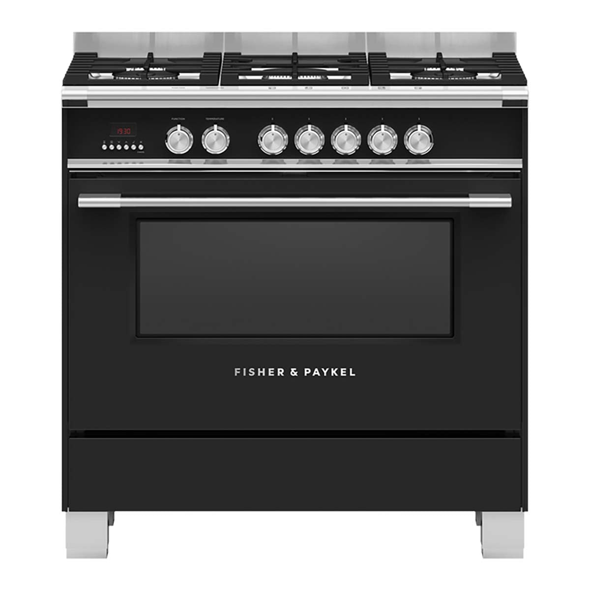 Fisher & Paykel OR90SCG4B1 Series 7 Classic Freestanding 5 Burner Dual Fuel Range Cooker, 89.7cm Wide - Black