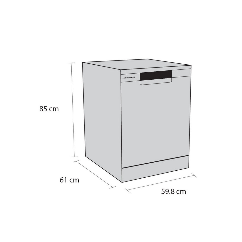Schonhaus DWSF0115FSBG 60cm Freestanding Dishwasher With 15 Place Settings Capacity, Graphite