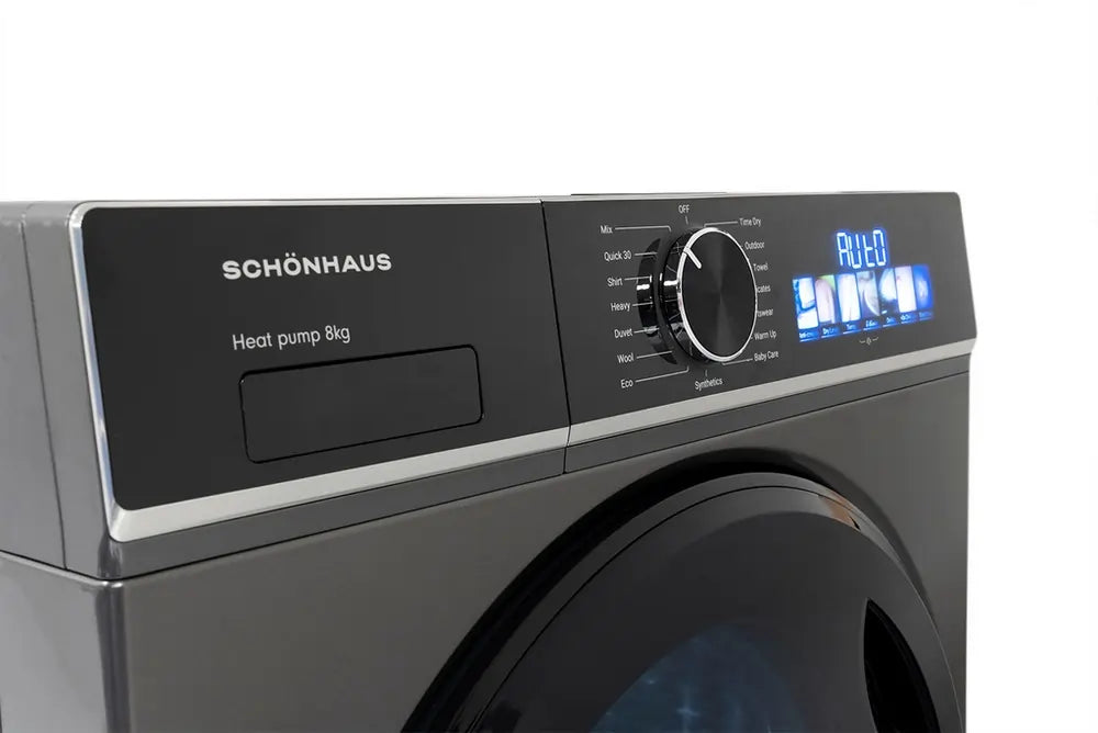 Schonhaus TDSHF018A3G 8kg Heat Pump Tumble Dryer, Graphite