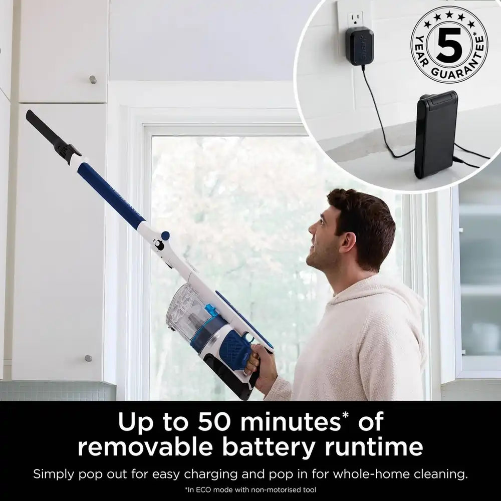 Shark IZ380UK PowerPro Cordless Stick Vacuum Cleaner With Up To 60 Minutes Run Time, Navy Metallic