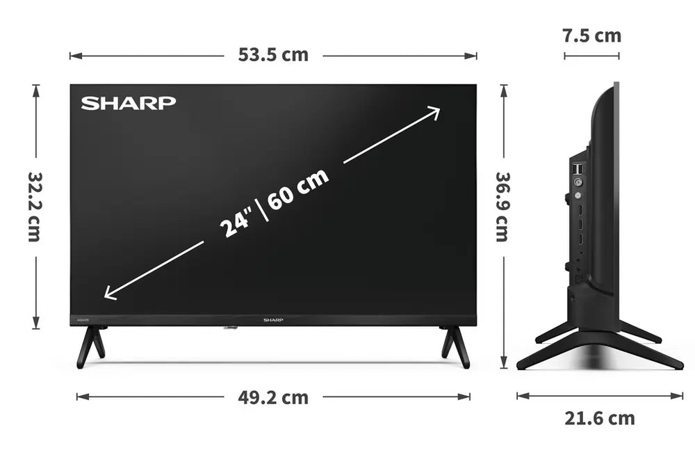 Sharp Aquos 1TC24HE2245KB 24" HD Ready TiVo Smart TV With Freely, Black