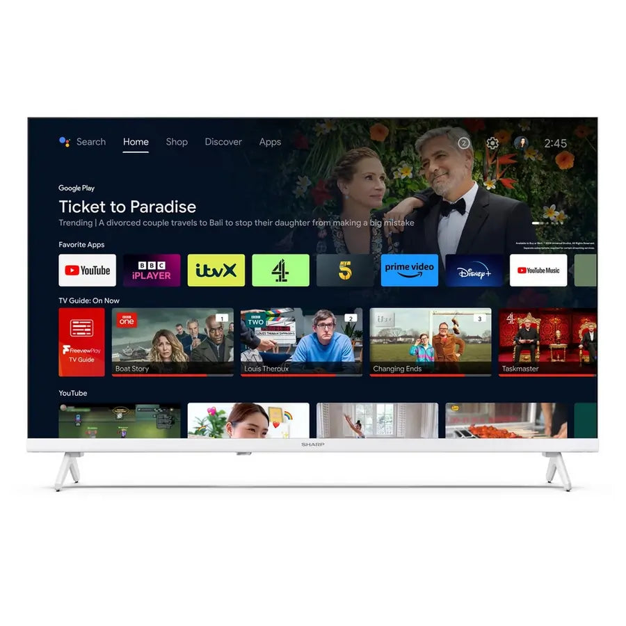 Sharp 1TC32FH2KL2AW 32" HD Ready Frameless Android LED Television, White