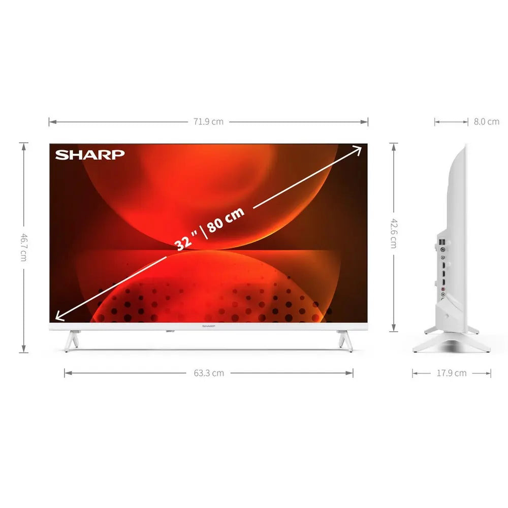 Sharp 1TC32FH2KL2AW 32" HD Ready Frameless Android LED Television, White