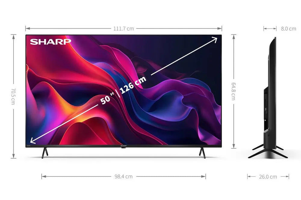 Sharp 4TC50GK4245KB 50" 4K Uhd Frameless Smart TiVo TV -
