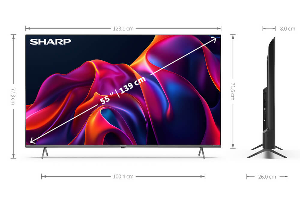 SHARP 4TC55GM6141KB 55" 4K UHD Quantum Dot Frameless Smart TiVo TV