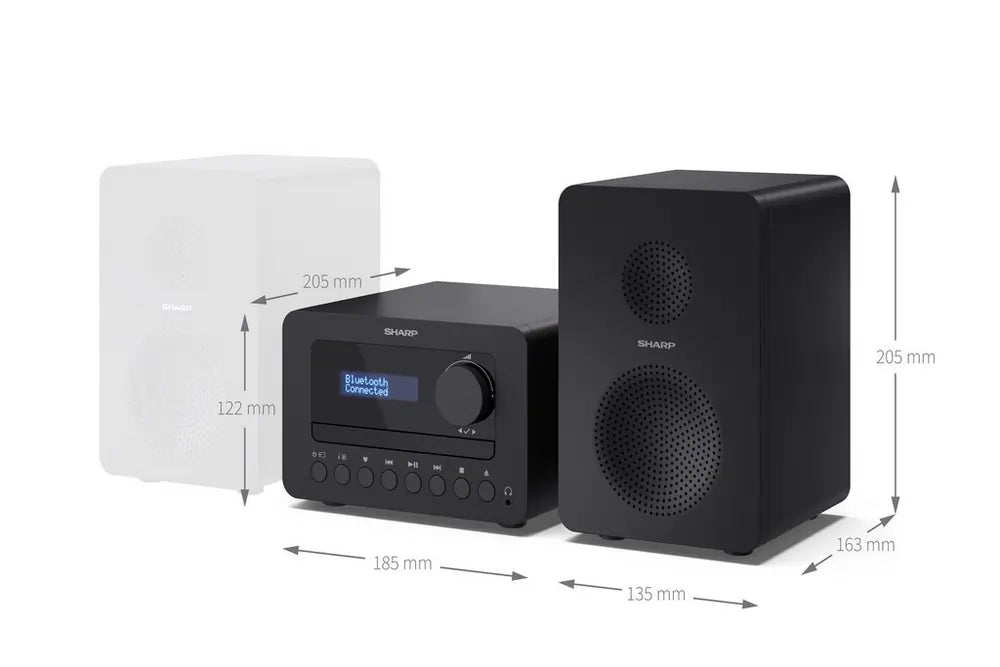 Sharp XLB520D DAB+ Bluetooth Micro Hi-Fi System, Black