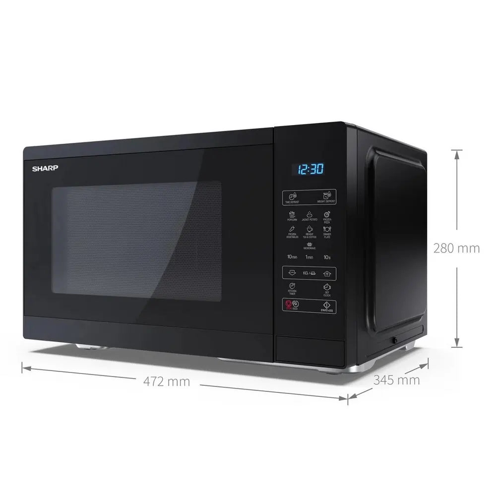 Sharp YCMS252AUB 900W 25 Litre Microwave Oven, Black
