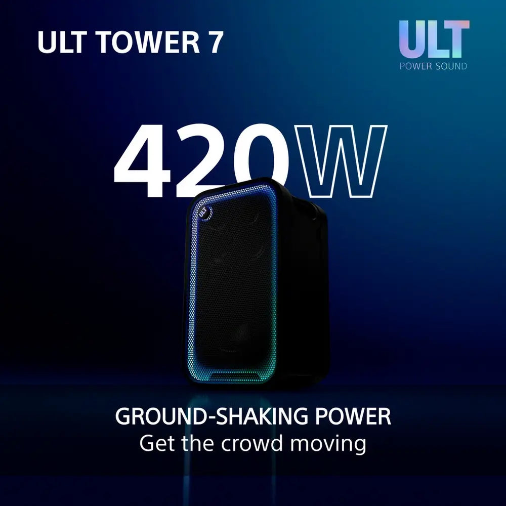 Sony SRSULT700.CEL Wireless ULT Tower 7 Deep Bass Party Speaker with 360 Party sound & DJ Input, Black