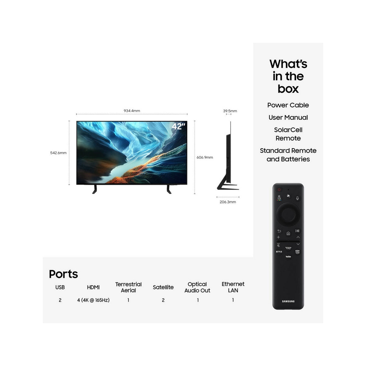 Samsung QE42S90HAEXXU 42" OLED Glare Free Vision AI Smart TV - Graphite Black