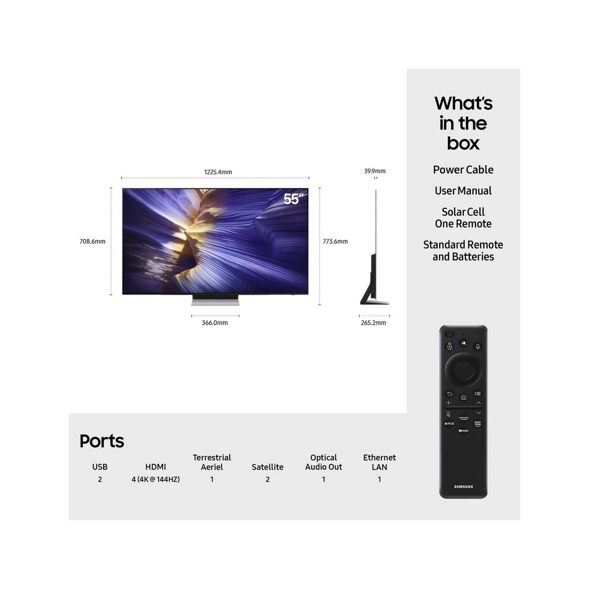 Samsung QE55S90FAEXXU 55" 4K OLED Smart AI TV, Dolby Atmos - Graphite Black