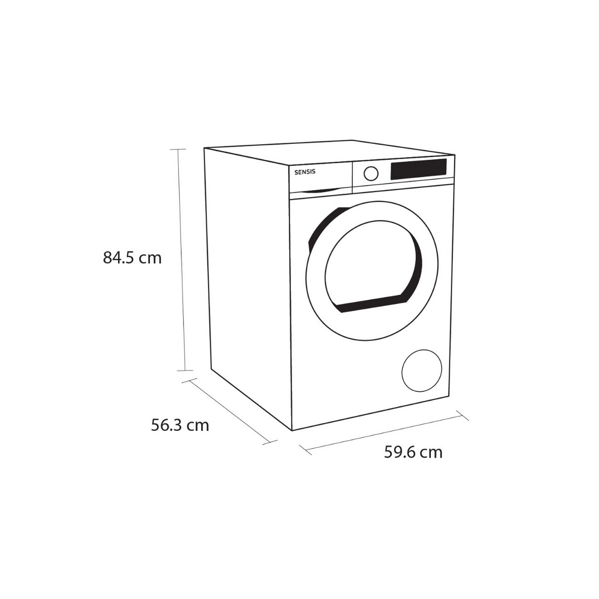 Sensis TDHF018A2W 8Kg Freestanding Heat Pump Tumble Dryer, 59.6cm Wide - White