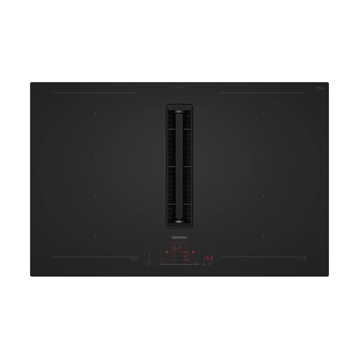Siemens EX81AHL26E iQ700 Induction Hob With Integrated Ventilation System, 4 Zones, Frameless, 80.2cm Wide - Matt Black