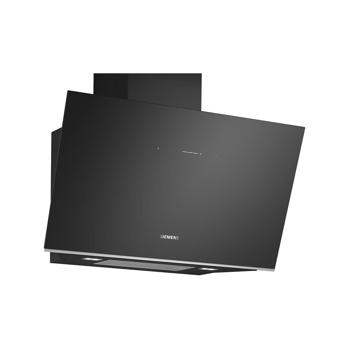 Siemens LC91KLT60B iQ700 Wall-Mounted Cooker Hood, 3 Speeds + 2 Intensive, 230 W Motors, 89cm Wide - Clear Glass Black Printed