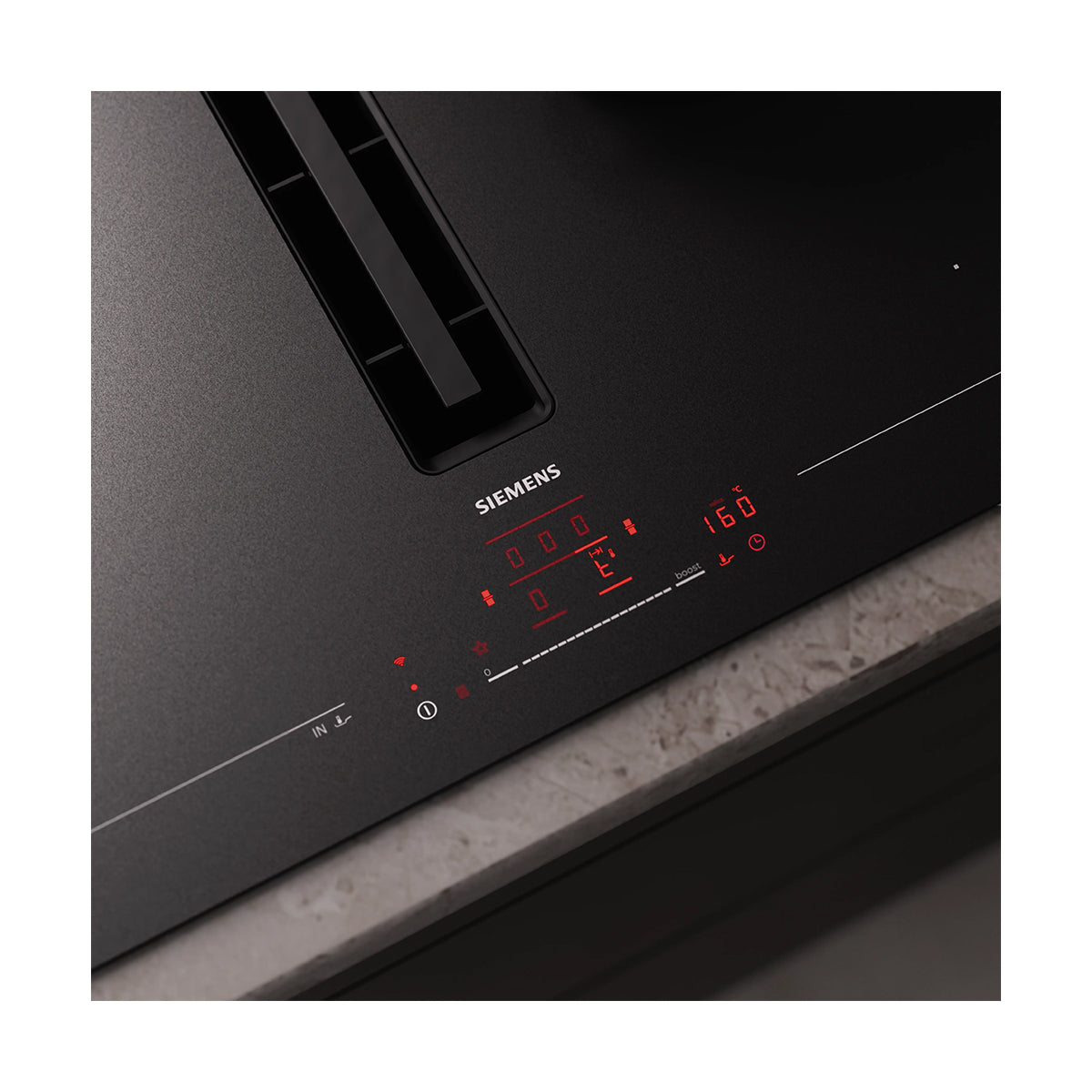 Siemens EX81AHL26E iQ700 Induction Hob With Integrated Ventilation System, 4 Zones, Frameless, 80.2cm Wide - Matt Black