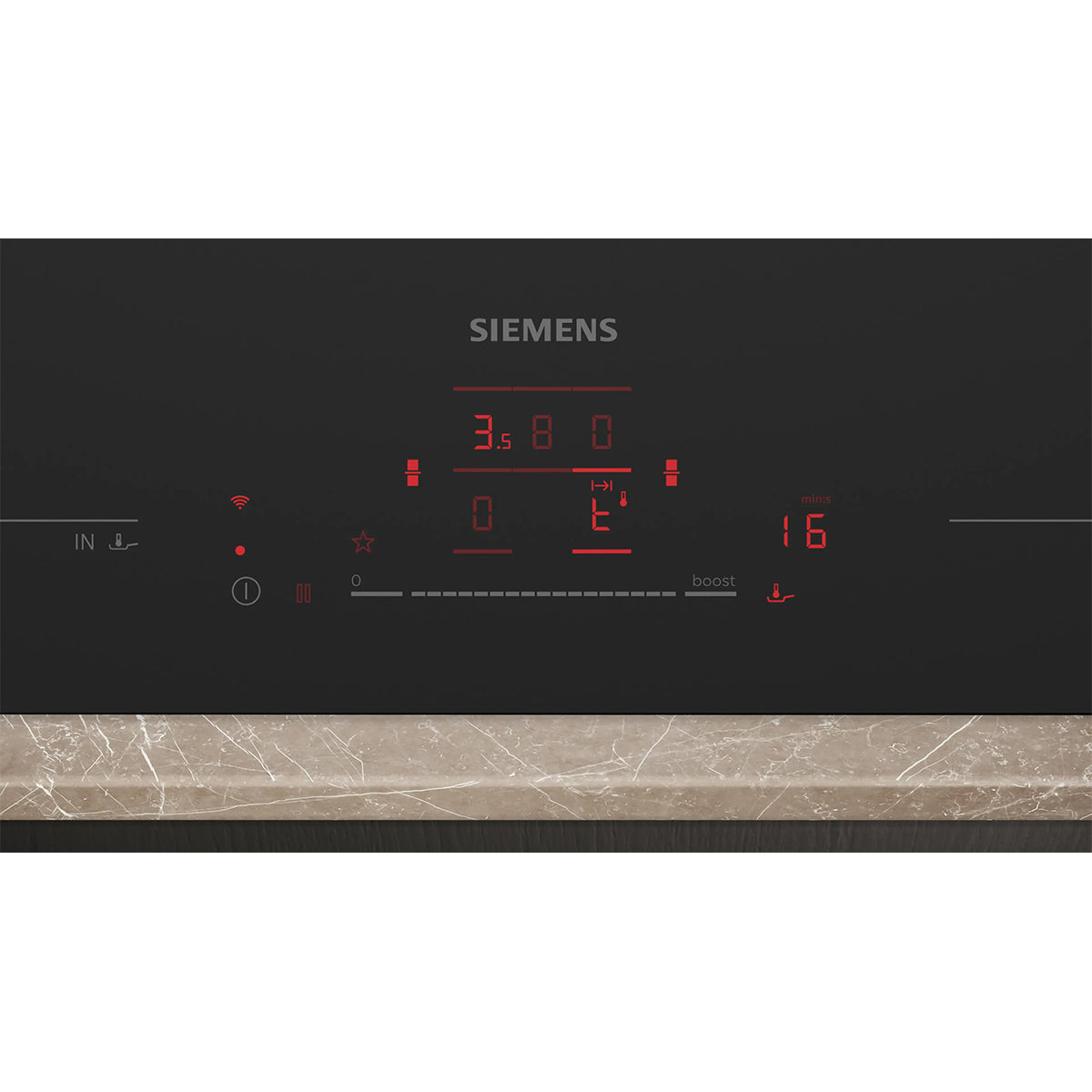 Siemens EX81AHL26E iQ700 Induction Hob With Integrated Ventilation System, 4 Zones, Frameless, 80.2cm Wide - Matt Black