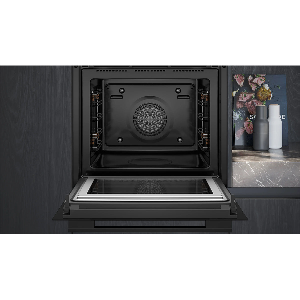 Siemens HM776G1B1B iQ700 Built-In Oven with Microwave Function, 67 Litre, 800W, TFT Touchdisplay, 59.4cm Wide - Black