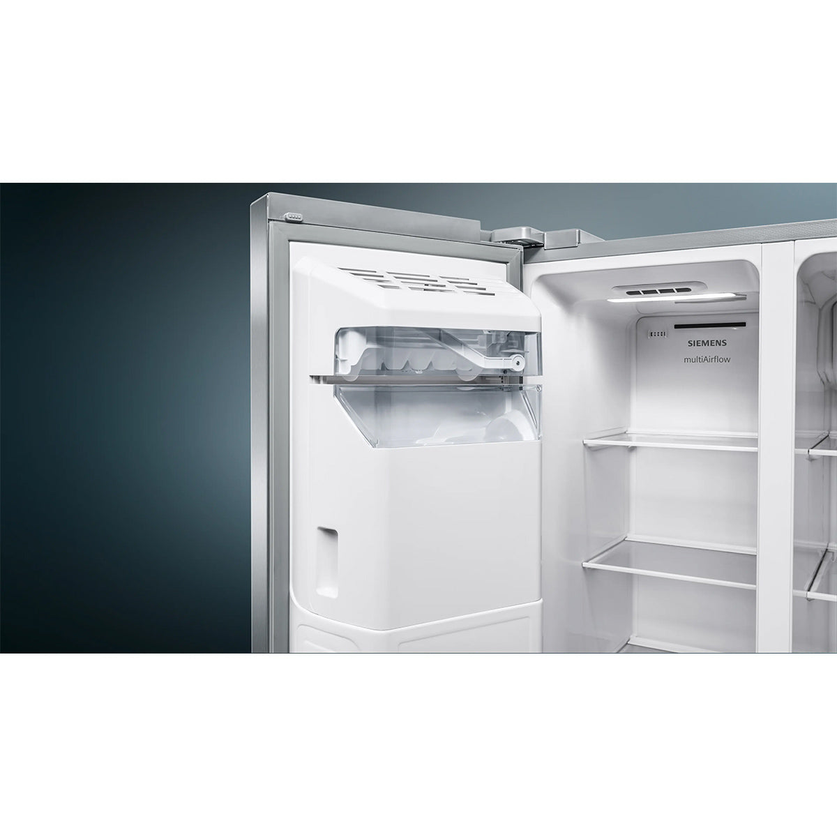 Siemens KA93GAIDP iQ500 Freestanding American Side-By-Side Fridge Freezer, 369/191 Litre, Total noFrost, 90.8cm Wide - Brushed Steel, Anti-Fingerprint