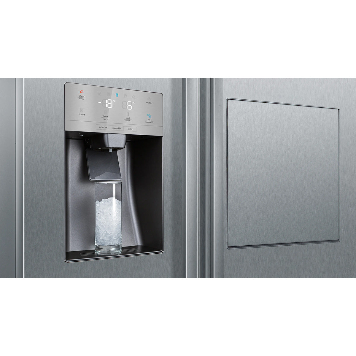 Siemens KA93GAIDP iQ500 Freestanding American Side-By-Side Fridge Freezer, 369/191 Litre, Total noFrost, 90.8cm Wide - Brushed Steel, Anti-Fingerprint