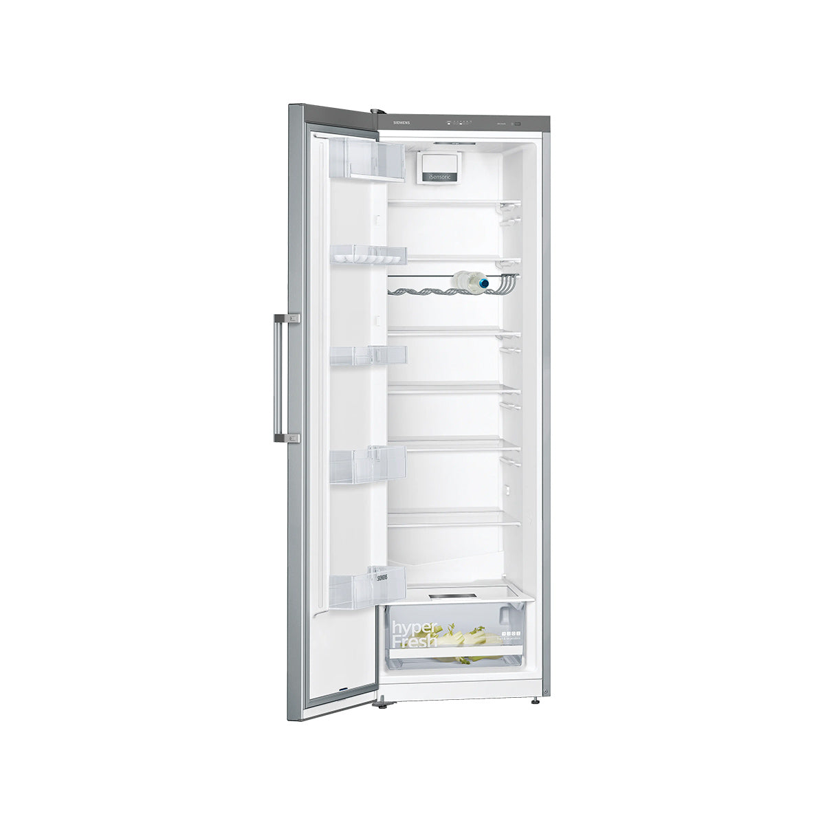 Siemens KS36VVIEPG iQ300 Freestanding Fridge, 346 Litre, 7 Shelves, Vertical Bar Door Handle, 60cm Wide - Stainless Steel
