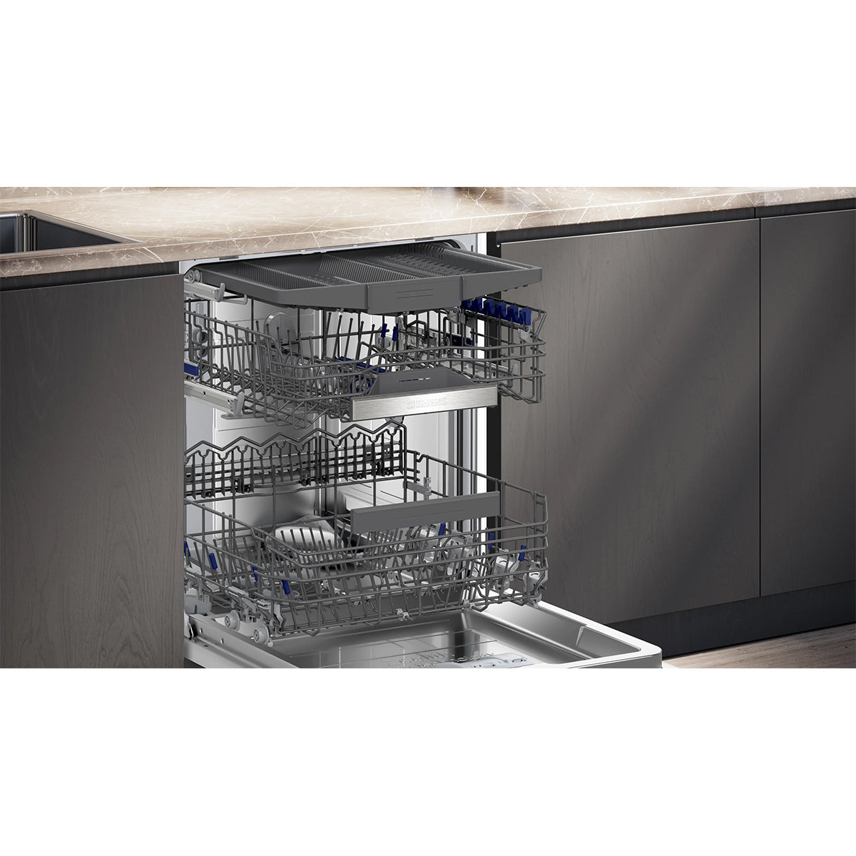 Siemens SN95YX02CG iQ500 Fully-Integrated Dishwasher, 14 Place Settings, 59.8cm Wide - varioHinge