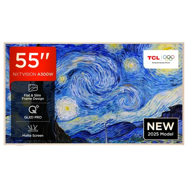 TCL 55A300W-UK 55" 4K Ultra HD TCL NXTVISION QLED PRO HDR Google TV, White