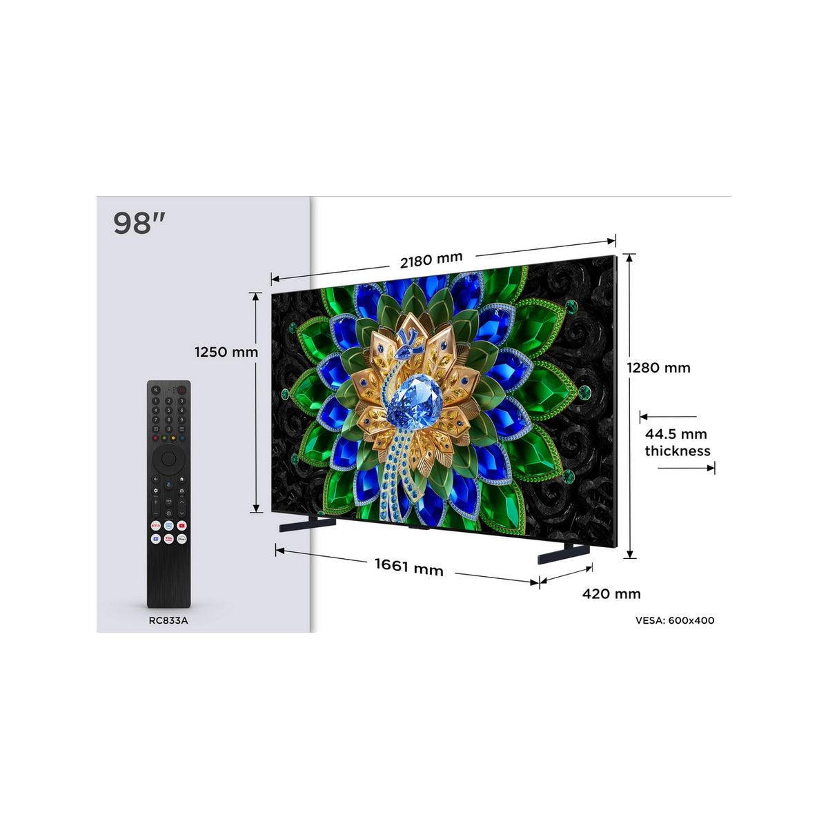 TCL 98A400U-UK 98" QD-MINI LED TV - Black