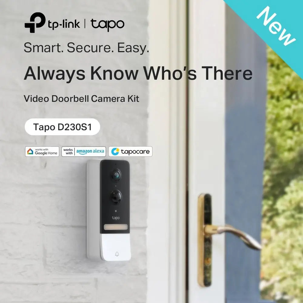 TP-LINK TAPO D230S1 Smart Battery Video Doorbell Camera Kit, White