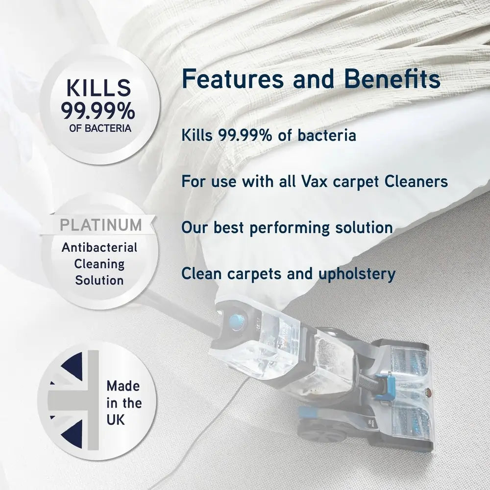 Vax 11143048 Platinum Antibacterial Carpet and Upholstery Cleaning Solution,5 Packs