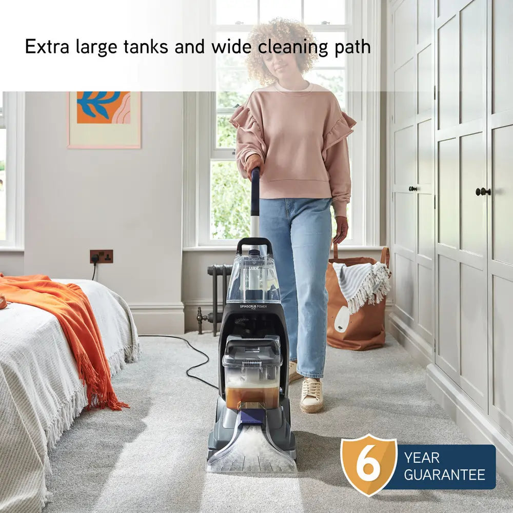 Vax CDCWSSXA SpinScrub Power Plus Carpet Cleaner, Grey/Navy Blue