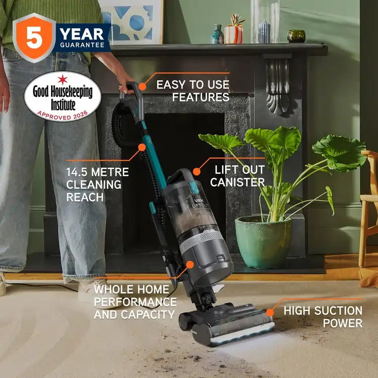 Vax CDUP-LORP LiftOut Reach Pet-Design Upright Vacuum Cleaner, Graphite/Teal