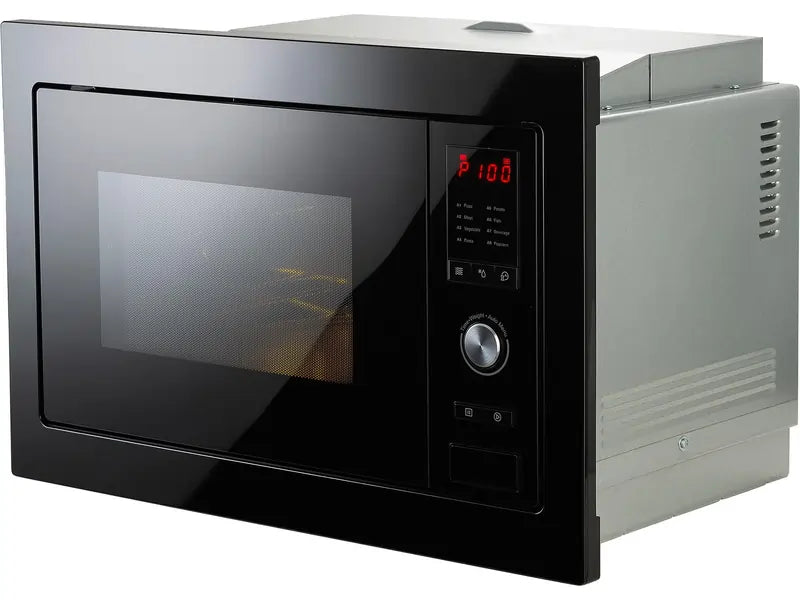 Fisher & Paykel OM25BLSB1 Series 5 28 Litre Contemporary Compact Combi-Microwave Oven, 59.5cm Wide - Black