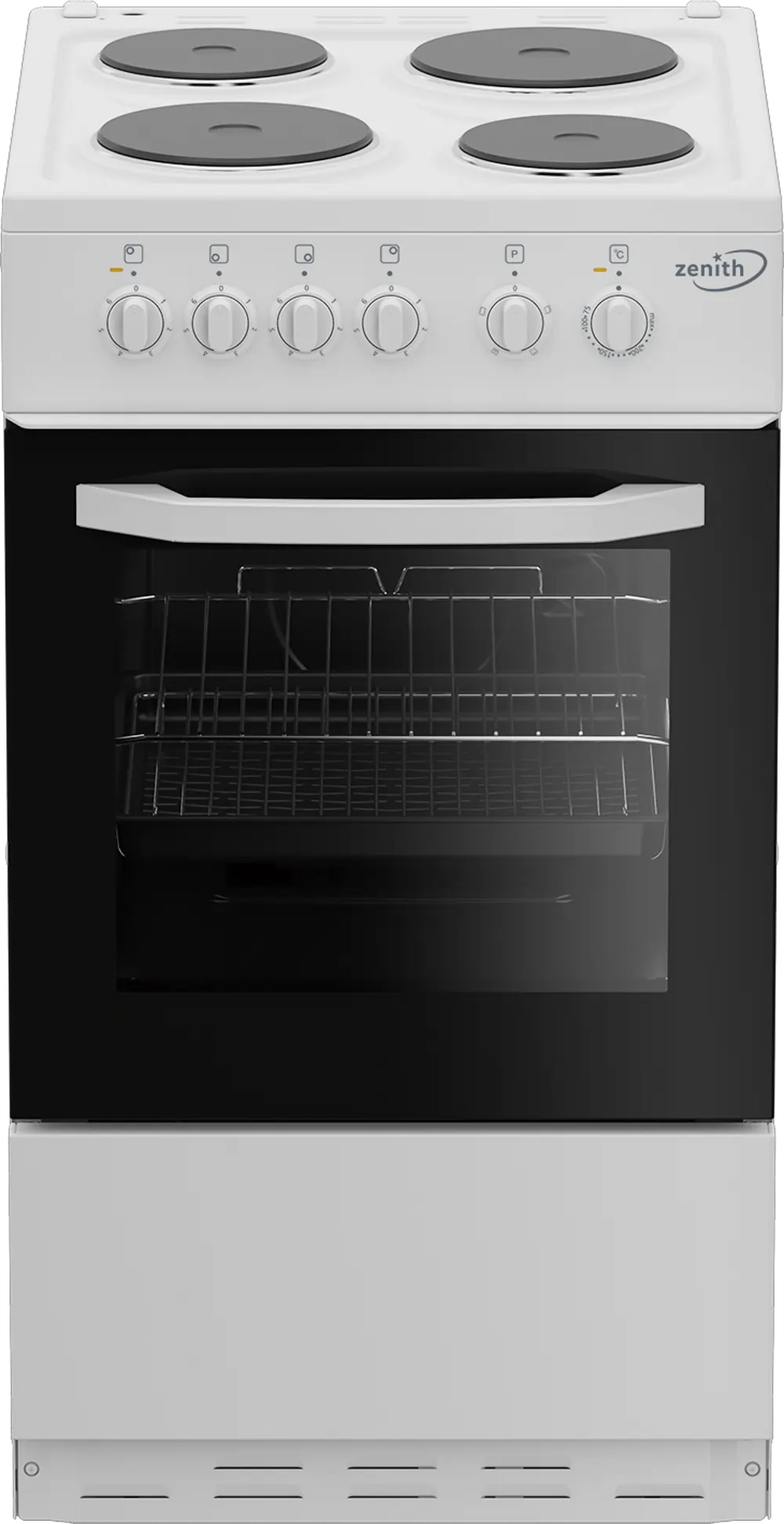Zenith ZE503W 50cm Electric Single Oven With Solid Plate Hob, White