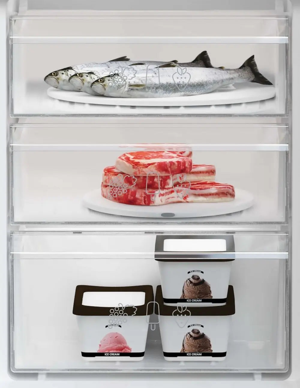 Zenith ZICSD473 54cm 70/30 Manual Defrost Integrated Fridge Freezer