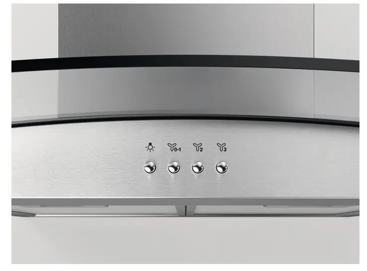 Zanussi ZFLX29A 90cm Curved Glass Chimney Hood, Stainless Steel