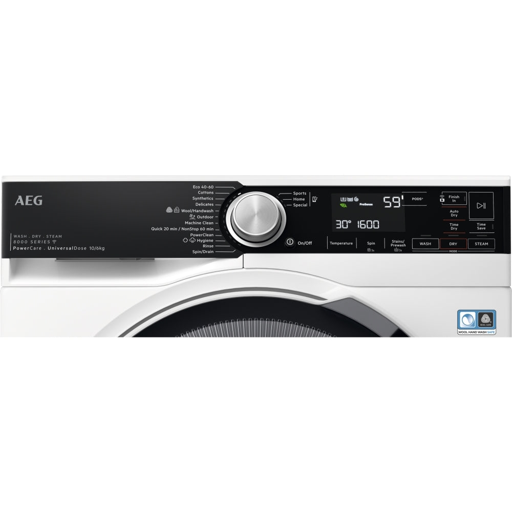 AEG LWR8516O5UD Washer Dryer, 10kg, 1600 Spin, White | Atlantic Electrics