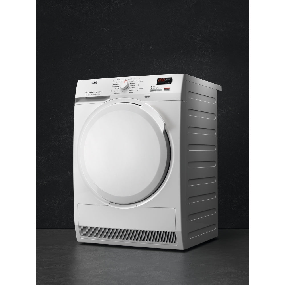 AEG TR708L0B Heat Pump Tumble Dryer, 8kg, White, A++ Rated | Atlantic Electrics