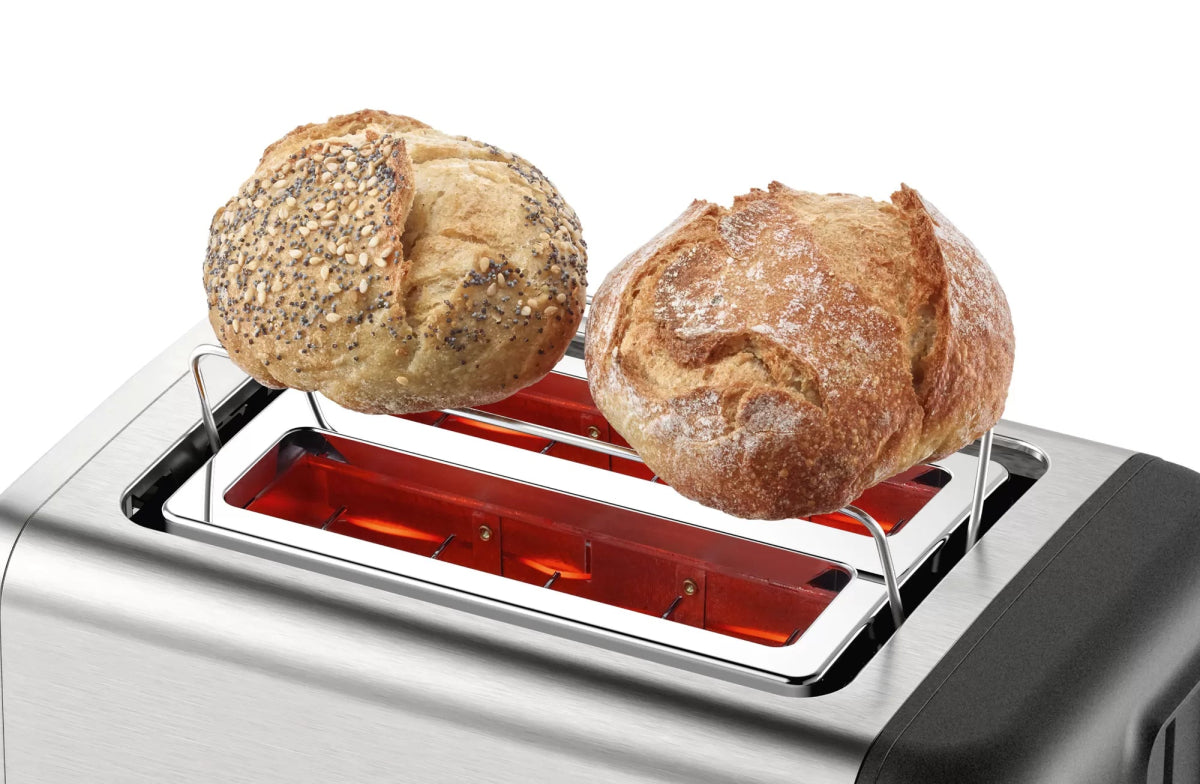 Bosch TAT3P420GB 2 Slot Toaster with variable controls - Silver & Black | Atlantic Electrics